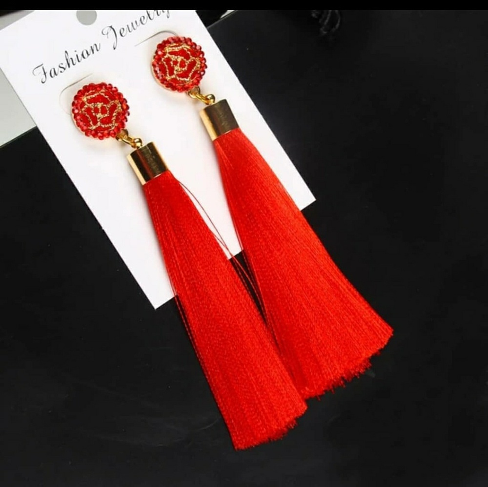 Gorgeous Red Tassle Earrings
